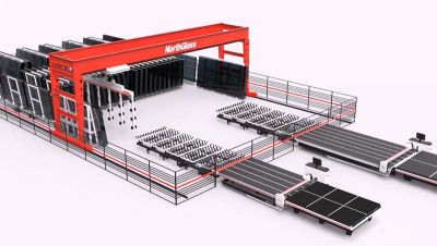 Sistema de almacenamiento de vidrio tipo pórtico